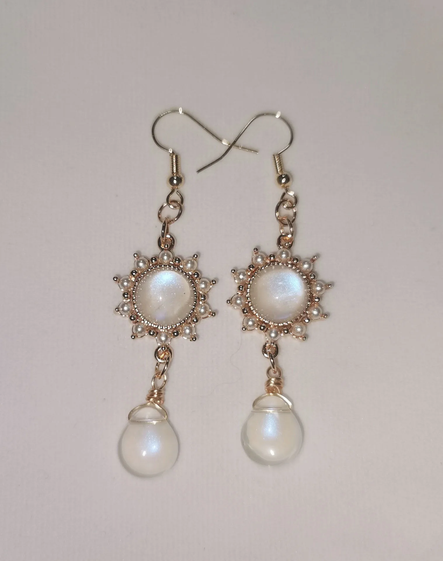 Women's jewelry moonlight pearl earrings copper gold plated  protective color free shipping