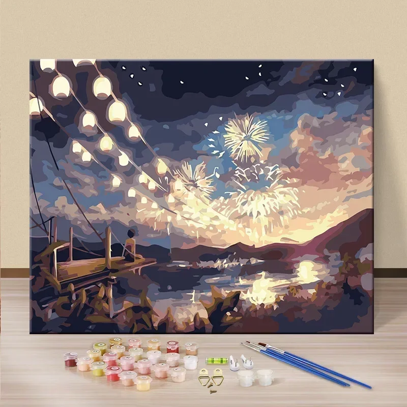 

23140-Tulip diy digital acrylic flower painting explosion hand-filled landscape painting