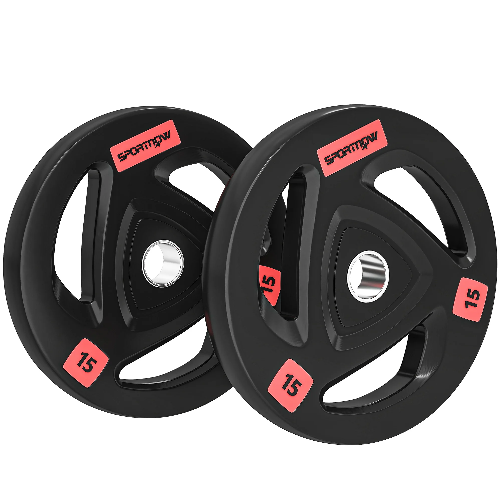 SPORTNOW Juego de 2 Discos de Pesas  de 15 kg Agujero 50 mm de Hierro Fundido para Entrenamiento de Fuerza Negro