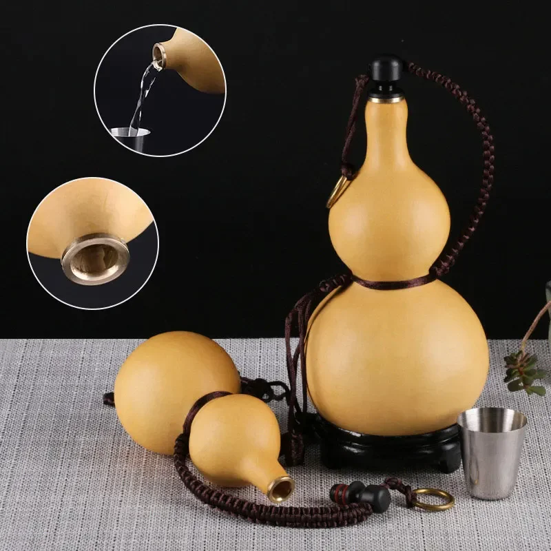Natural Gourd Water Bottle for Wukong Cosplay Monkey King Hulu Flask Calabash Home Table Decor