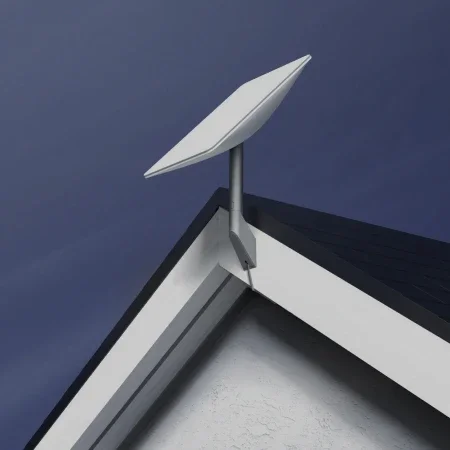 Wireless satellite communications starlink from US to Worldwide X with rectangular dish router and pipe adapter