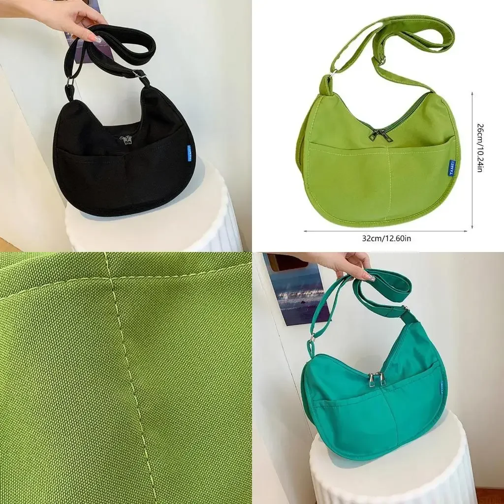 

X90D Women Canvas Bag Tote Bag Simple Casual Shoulder Bag Dumpling Bag