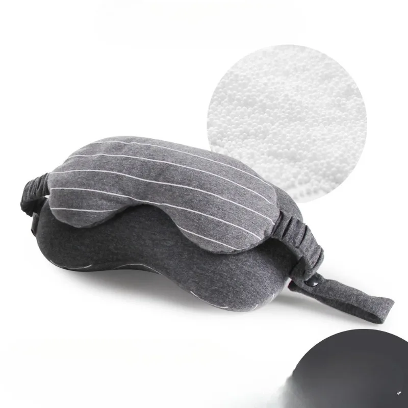 2 in 1 Travel Neck Pillow Eye Mask Combo Soft Support for Comfortable Napping on Trips