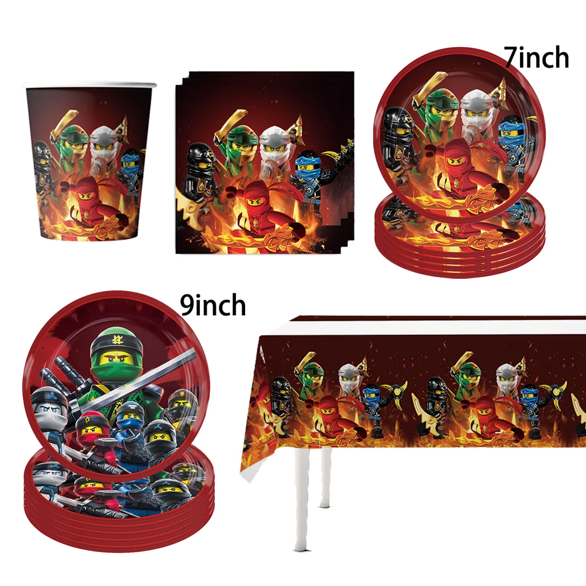 النينجا حفلة عيد ميلاد الديكور أدوات المائدة أكواب المناديل لوحة بالون حفلة لصالح عيد الميلاد لوازم شنطة هدايا راية مفرش المائدة #3