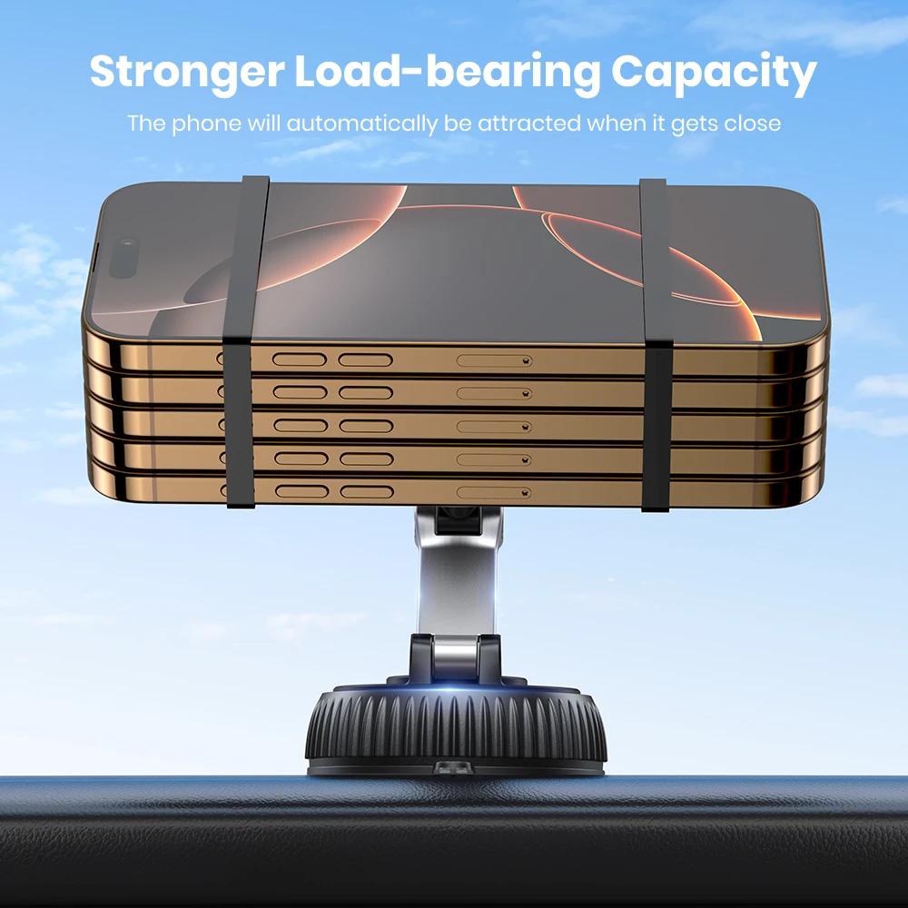 Magnetyczny uchwyt samochodowy TOPK do telefonu kompatybilny z MagSafe 360 °   Obrotowy uchwyt na telefon iPhone z przyssawką, do montażu na biurku lub ścianie.