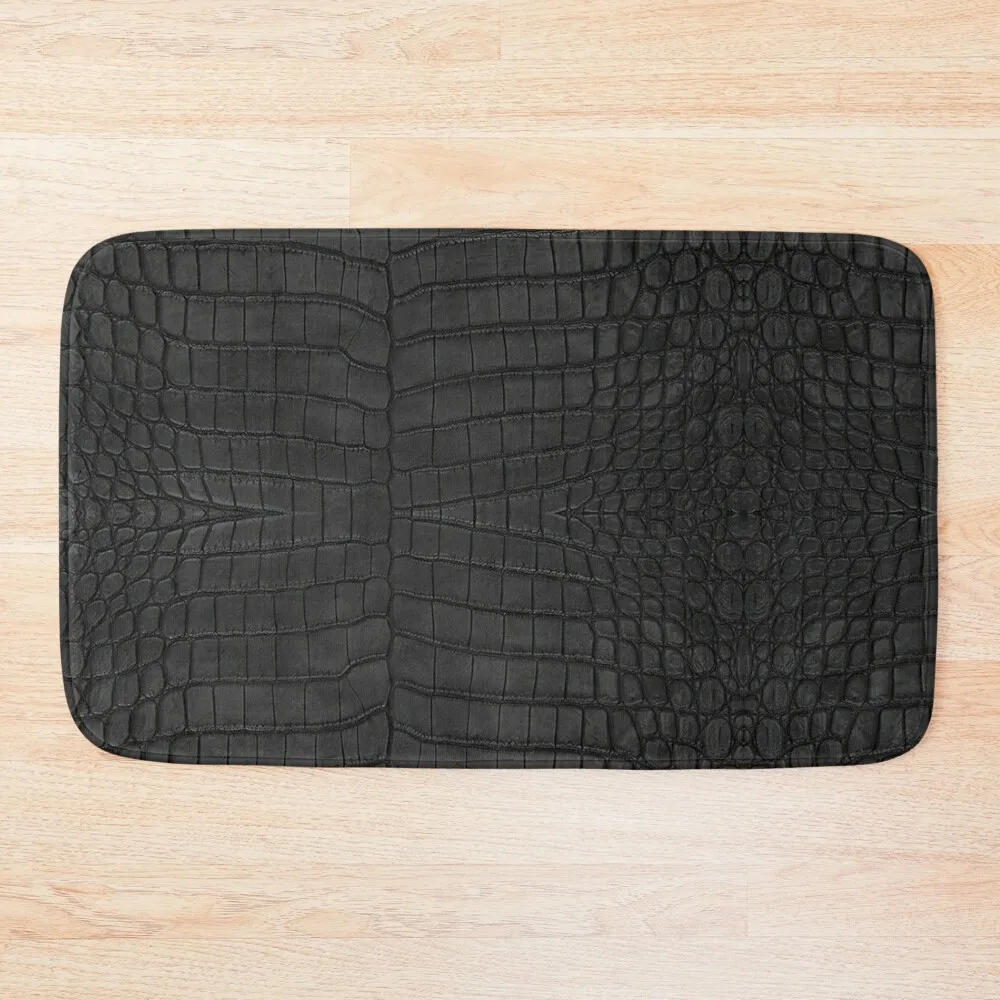 

Black Crocodile Leather Print Bath Mat Bath Accessories Rug Bathroom Anti-Slip Carpet For Hallway On The Floor Mat