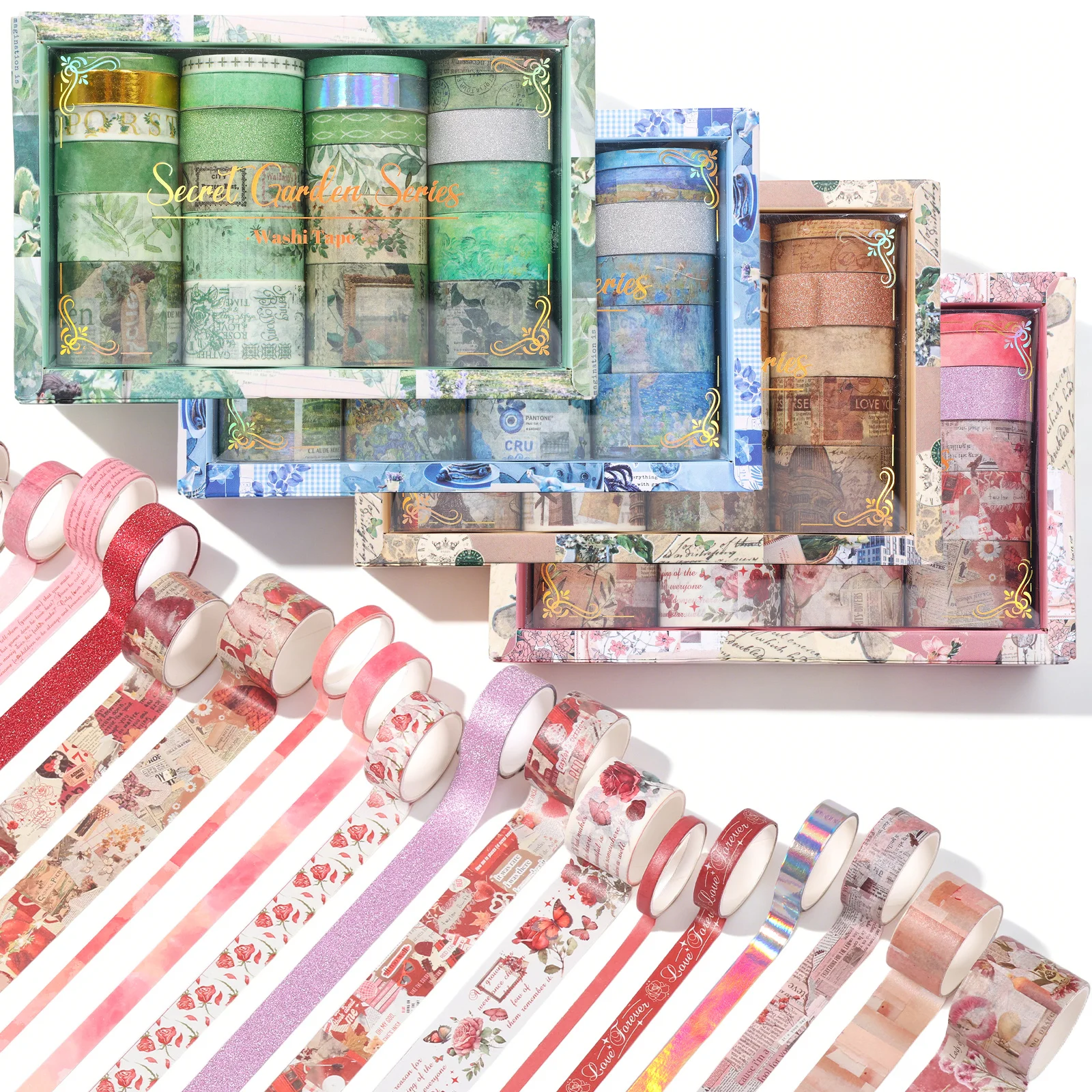 96ロール-ヴィンテージ和紙テープセット-重複なし-文房具ステッカー-粘着diyマスキングテープ-スクラップブッキング-かわいい-ジャーナル用品