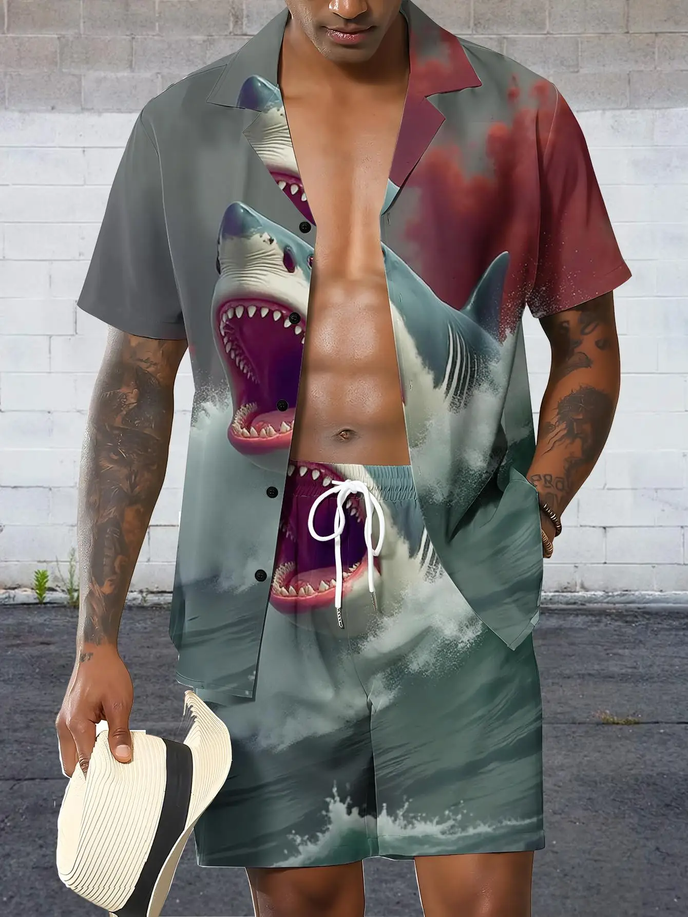 Men's Shirt Sets 2026 Spring/Summer sports two-piece sets for men men's suits Graphic 3D Printed sweat suit drip clothing