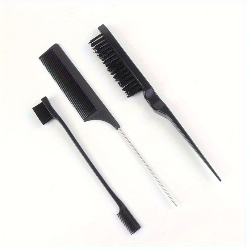 Cepillo para el pelo, juego de cepillos para cejas con peine de dos extremos, cepillo para el pelo de Triple fila, estilo de cepillo de Control de bordes
