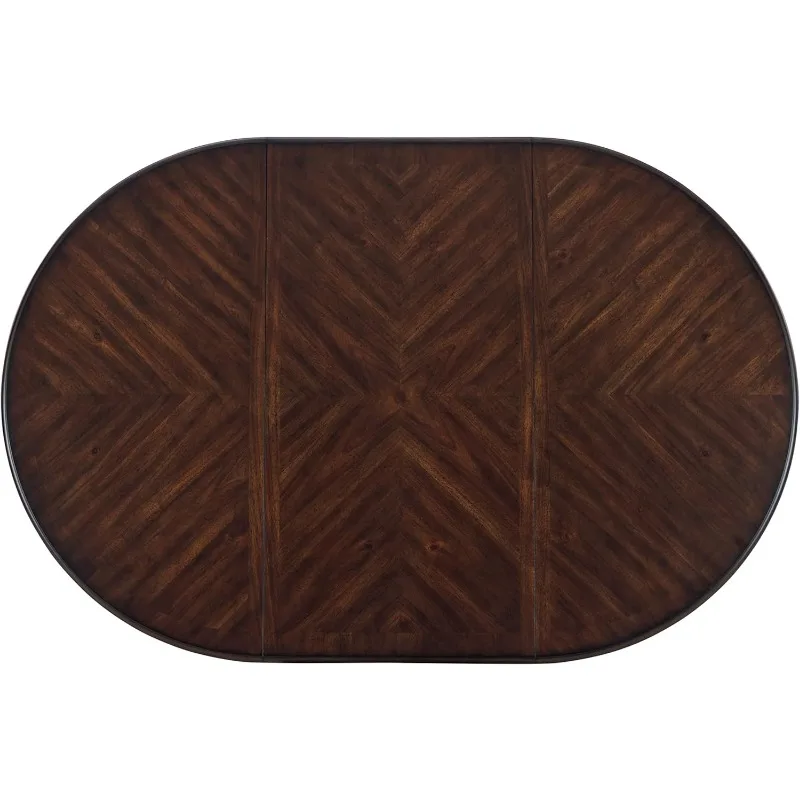 Classic Farmhouse Oval Dining Room Extension Table, Brown & Gray