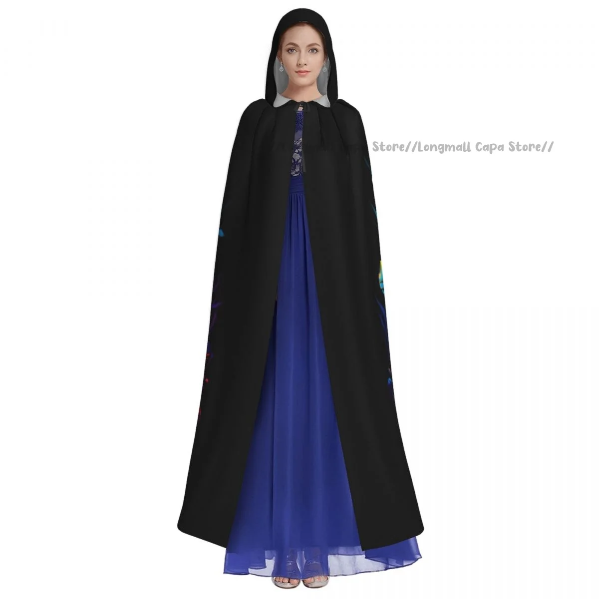 Adult Halloween Colorful Turtle In The Water Cloak Cape Hooded Medieval Costume Full Length Dress Coat