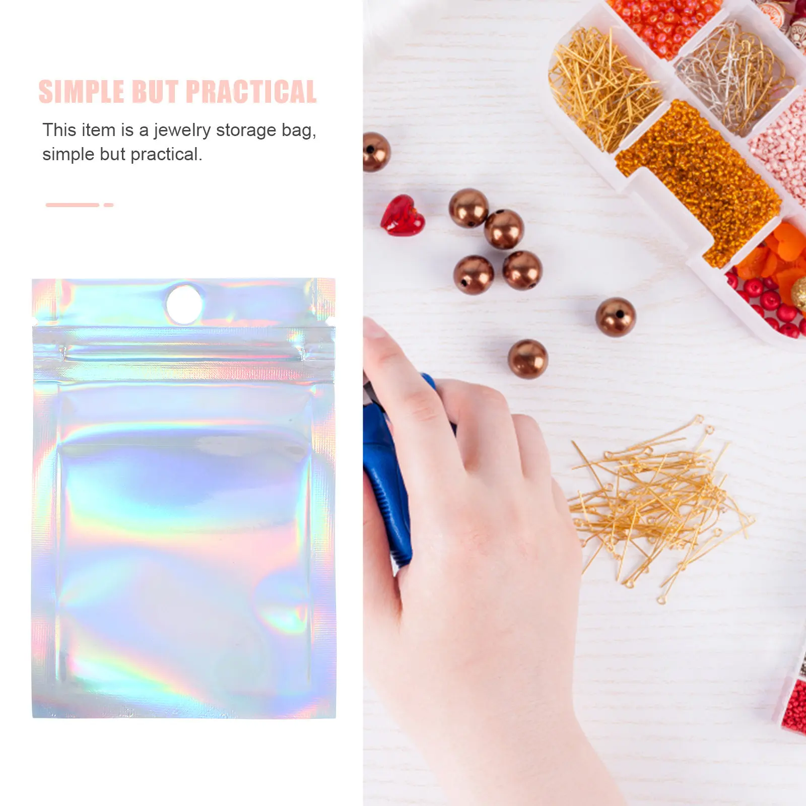 

100Pcs Shiny Self-Sealing Jewelry Storage Bags Moisture-Resistant Resealable Clear Plastic Bags for Necklaces Earrings Bracelets