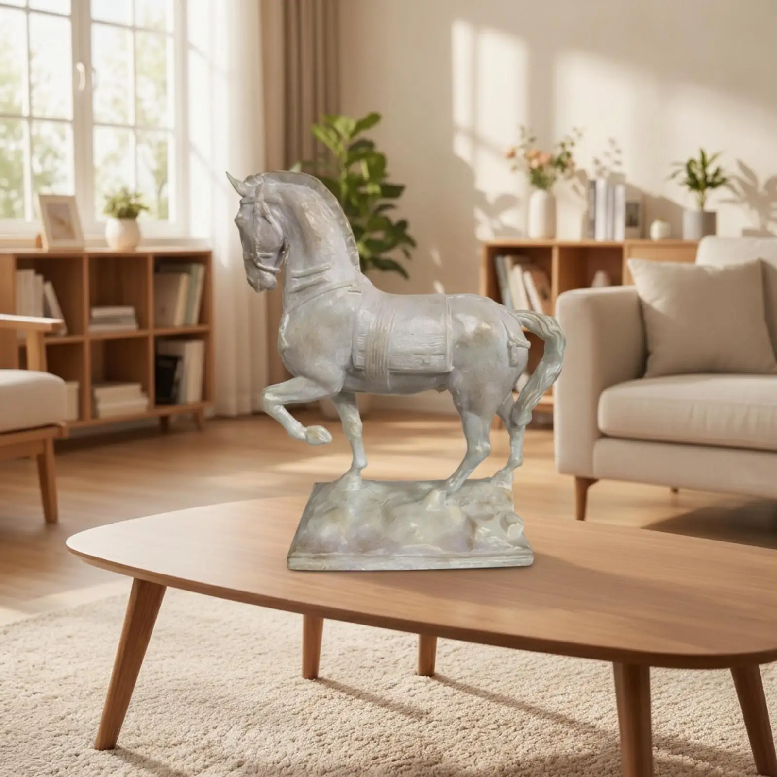 Rearing Horse Statue Vintage Horse Sculpture with Base Aged for Entryway Console