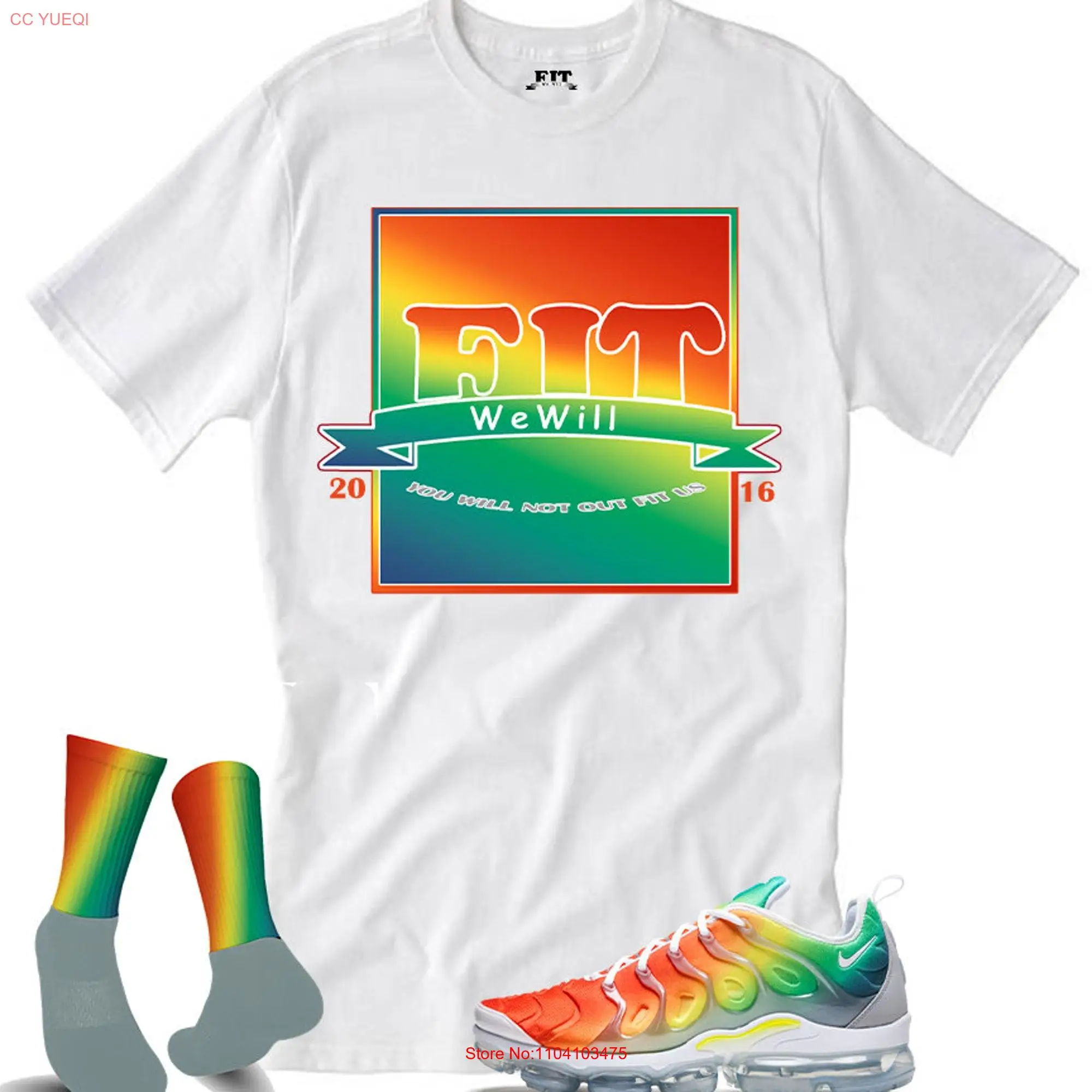 Fitz 4 kickz T Shirt to match the Vapormax plus Rainbow Neptune green Dynamic yellow long or short sleeves