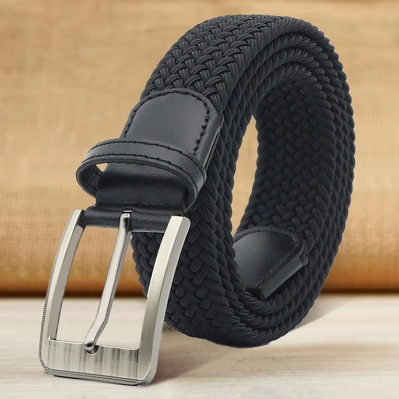 

3.4cm Non Perforated Elastic Woven Waistband For Comfortable Men And Women's Business Travel Simple And Versatile Canvas Belt