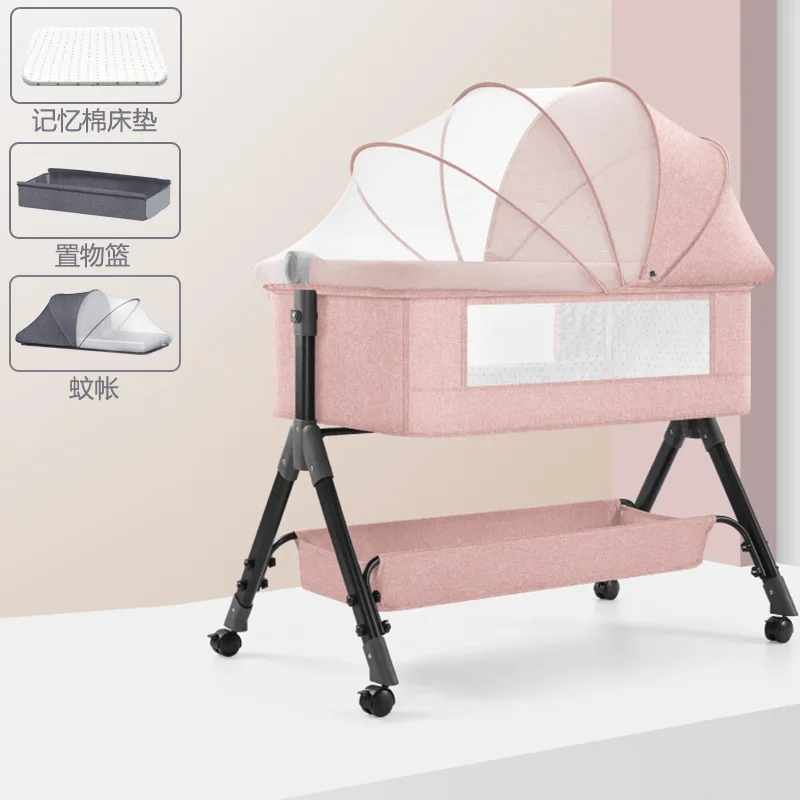 Baby Bedside Bed Newborn Bed Spliced Large Baby Crib Children's Bed Multifunctional Movable Foldable