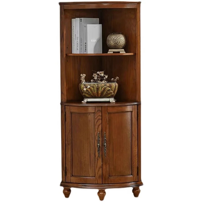 

All solid wood corner cabinet, corner cabinet, triangular American style, storage display against the wall, shelf storage
