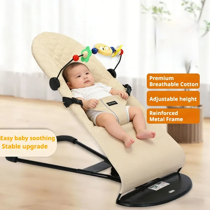 

IMBABY Foldable Baby Bouncer with Adjustable Recline Portable Infant Rocker Swing Chair, Cradle with Hanging Toys for Easy Use