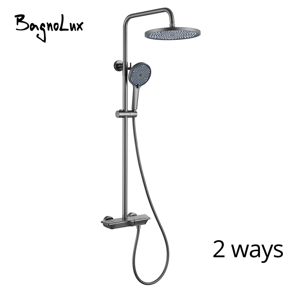 

BAGNOLUX Bahtroom Shower Faucet with Showerhead Rain Shower System for Bath Wall Shower Head Faucet Set Gunmetal/Chrome/White