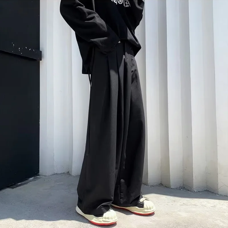 

Мужские брюки оверсайз с драпировкой, повседневные, весенние, в стиле хип-хоп, длинные, свободного кроя, прямые штанины, из полиэстера, весна-осень