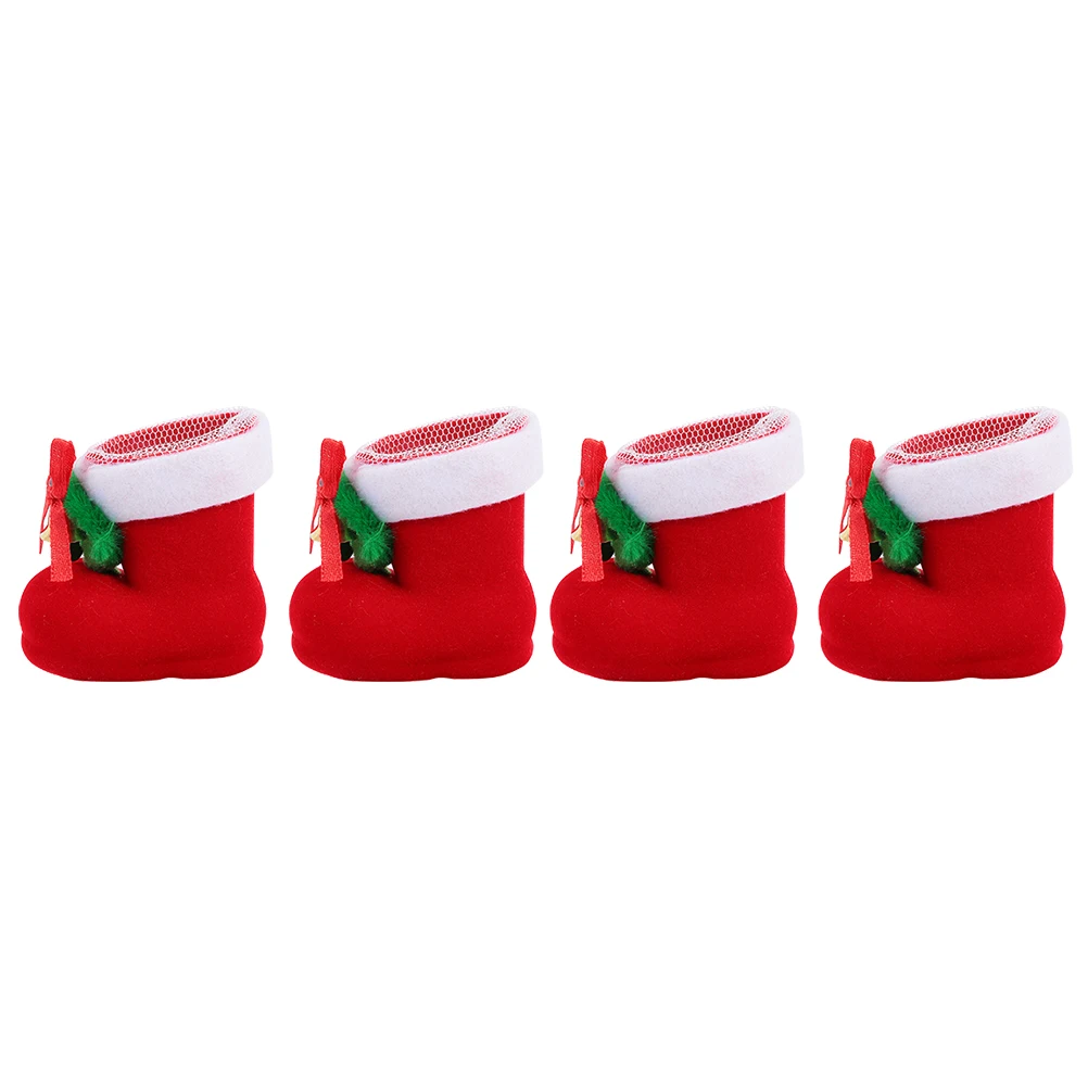 

4Pcs Christmas y Gifts Chocolate Holder Vacation Decor Flocking Soft Storage Sweets Christmas Decor Shoes