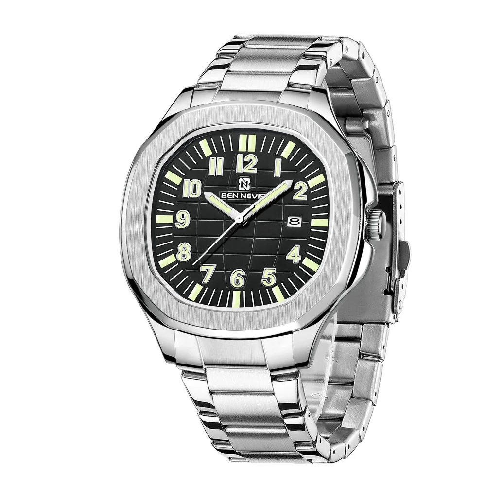 

BEN NEVIS Luxury Style Watches Mens 2023 Fashion Stainless Steel Waterproof Calendar Week Quartz Watch For Man Reloj Hombre