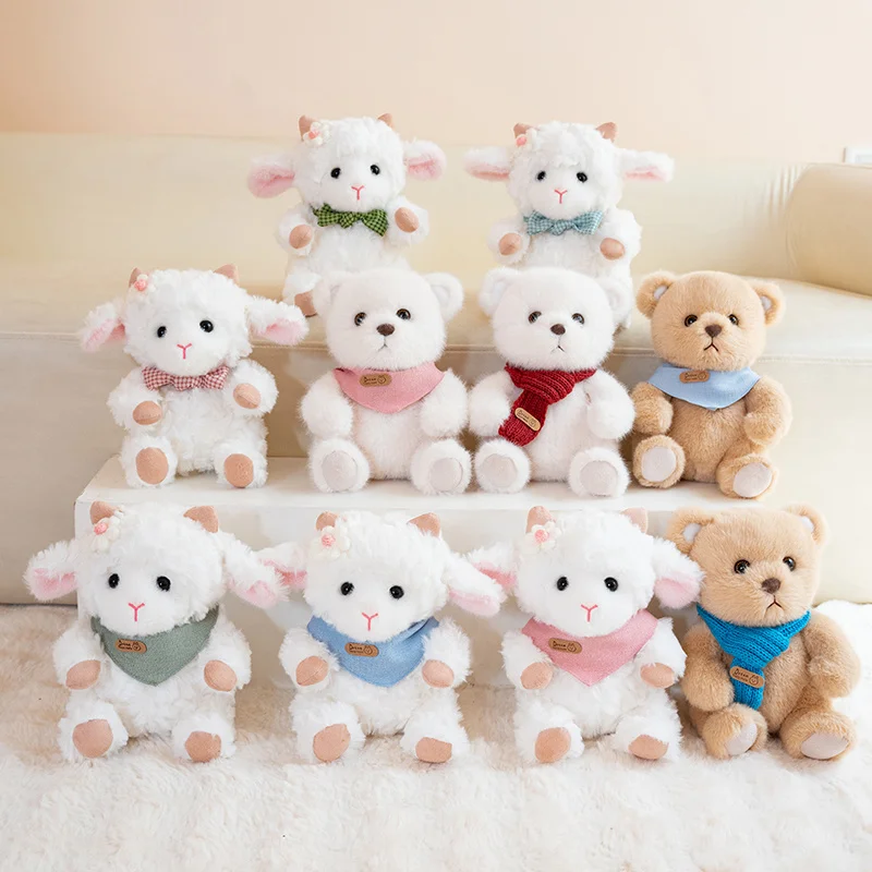 

Kawaii Scarf Fluffly Bear Plush Toy Stuffed Soft Animal Lovely Sheep Doll for Girlfriend Xmas Valentine's Day Gifts Home Decor