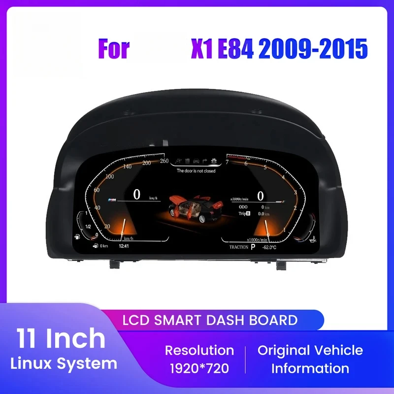 11Inch Car LCD Digital Dashboard Cluster X1 E84 2009-2015 Instrument Panel Speedometer Virtual Cockpit Linux System