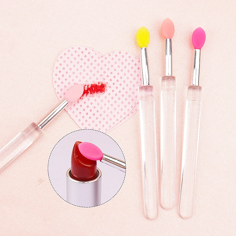 5pc Portable Silicone Lip Brush With Cover Soft Multifunctional Lip Balm Applicator Lipstick Lipgloss Makeup Brushes Beauty Tool