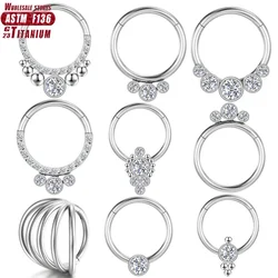 ASTM F136 Titanium Septum Piercing Nostril Daith Cartilage Helix 16G Zircon Tragus Nose Ring Earrings Body Jewelry Women and Men