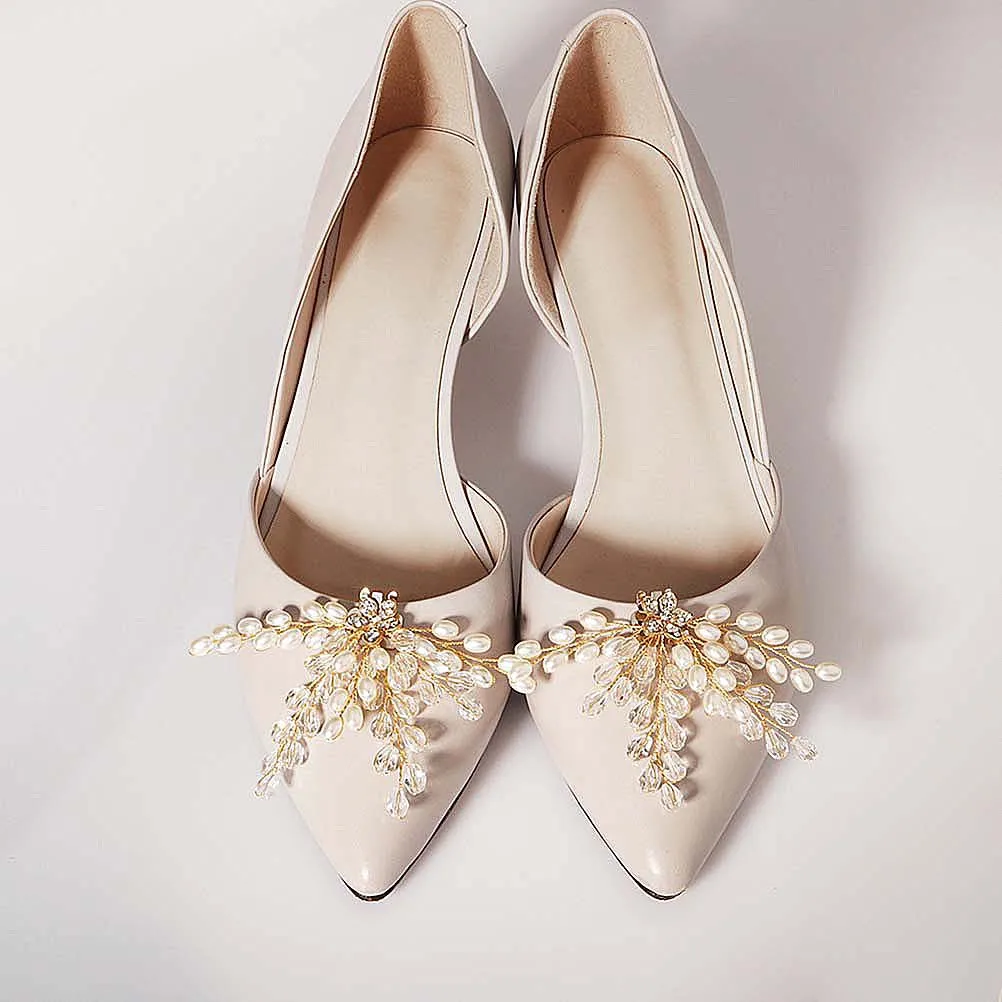 

1Pair Pearl Shoe Buckles Durable Alloy Removable Elegant Wedding Dress Bridal Shoes Decoration Clips Shoe Buckle