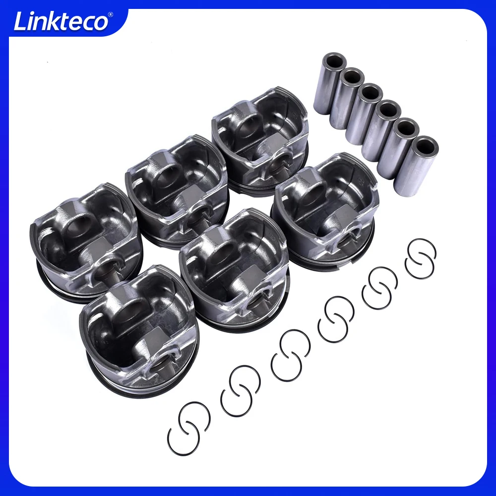 Engine part 6pcs Pistons & rings set Fit 2.5 L L6 GAS M54B25 For 00-10 2.5L BMW 3 5 X3 Z4 E46 E39 E60 11257509175 11257512526