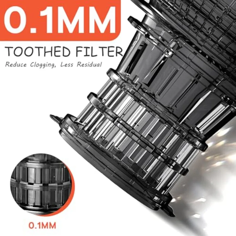 Hobsir 5,3-Zoll-Kaltpress-Entsafter-Maschine, 300 W, künstlicher langsamer Entsafter mit großem Einfüllschacht für Gemüse, Obst, leicht zu reinigen