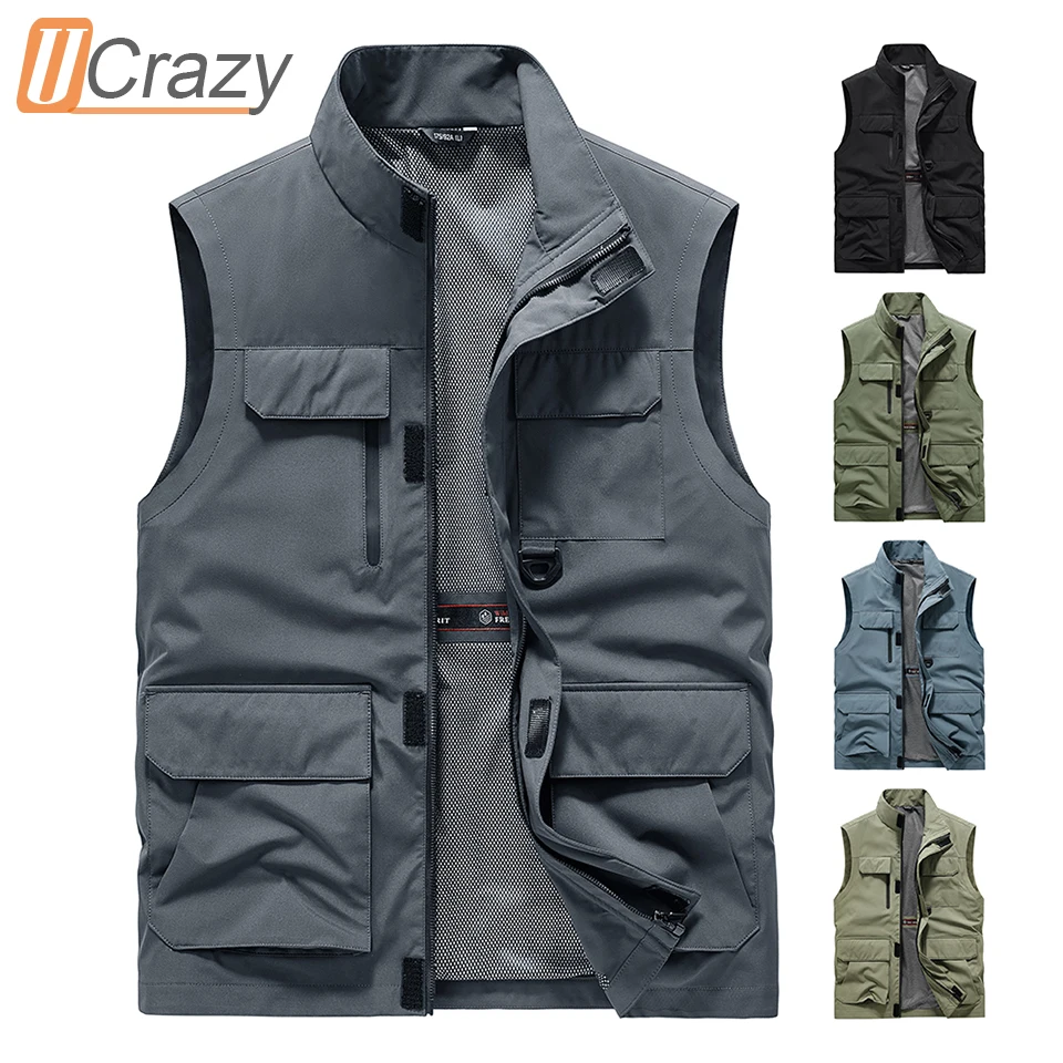 5XL Men 2023 Spring Brand New Sport Casual Warm Mutil Pockets Waistcoat Vest Men Autumn Outfits Fish Sleeveless Jacket Vest Men