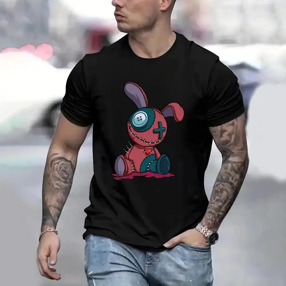 Funny Cartoon Pattern Print T Shirt For Men Summer Casual O-neck Short Sleeve Tees Fashion Loose Pullover Hip Hop Trend Clothing