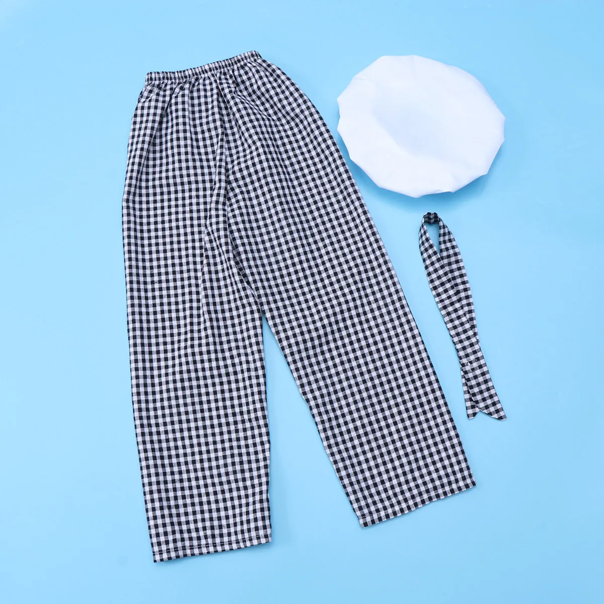 1Set Children Chef Costume Set Chef Coat Hat Trousers Gingham Design Realistic Role Play Dress Up Costume for Kids Toddlers Safe