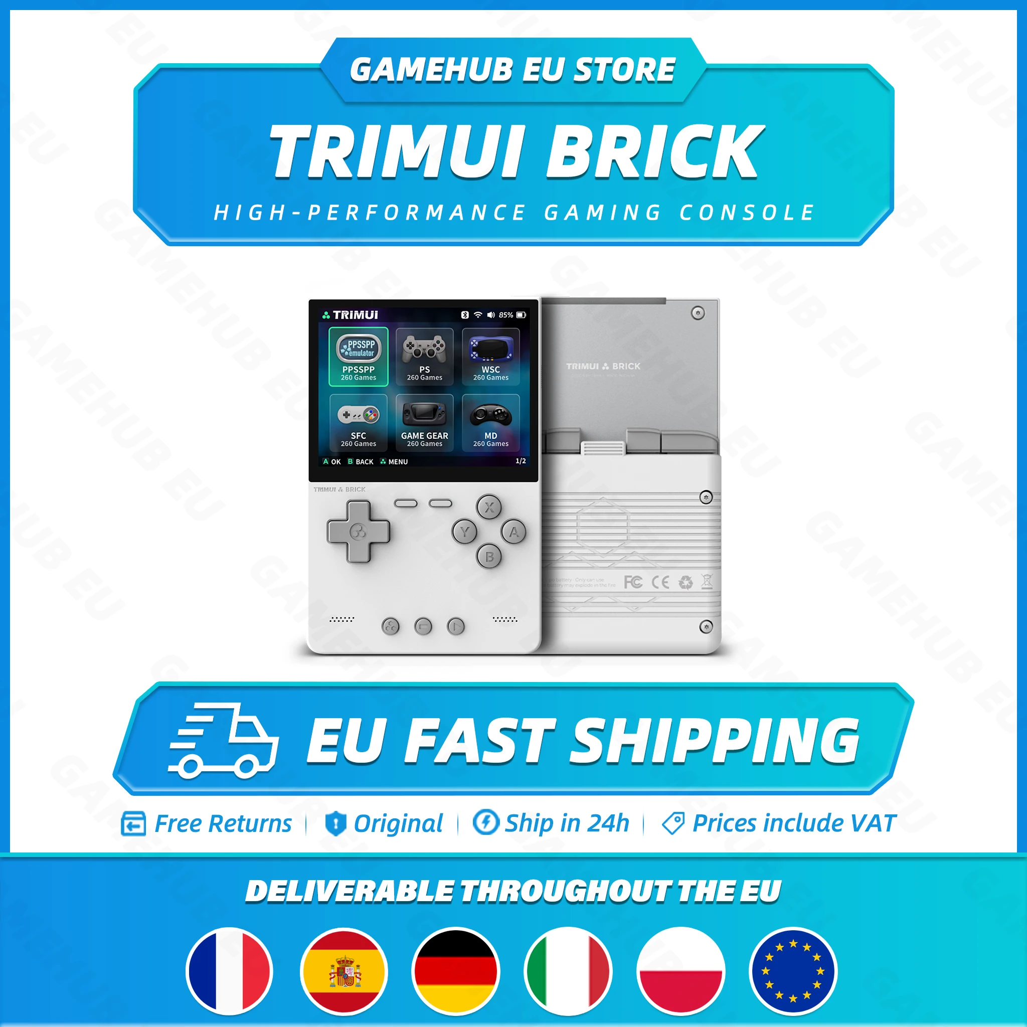 Console de jeu portable TRIMUI BRICK, écran IPS 3,2'', système Linux, interface Trimui, panneau arrière en métal, éclairage LED des touches, cadeaux offerts avec des touches de remplacement