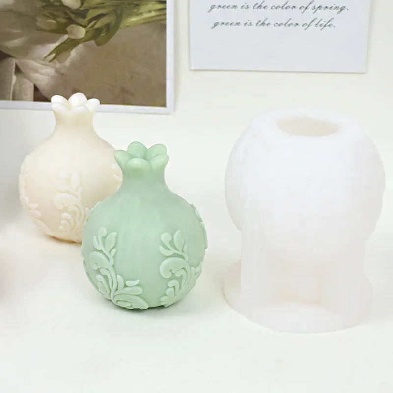 3D Pomegranate Vase Shape Candle Silicone Mold DIY Aromatherapy Candle Plaster Resin Mould Chocolate Cake Decor Molds Home Decor