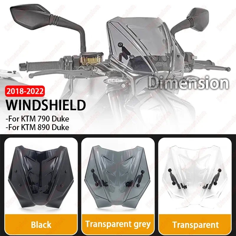 Motorcycle Front Fairing Windscreen Windshield Fly Wind Deflector Screen FOR 790 890 Duke 790Duke 890Duke 2018-2022 2021 2020