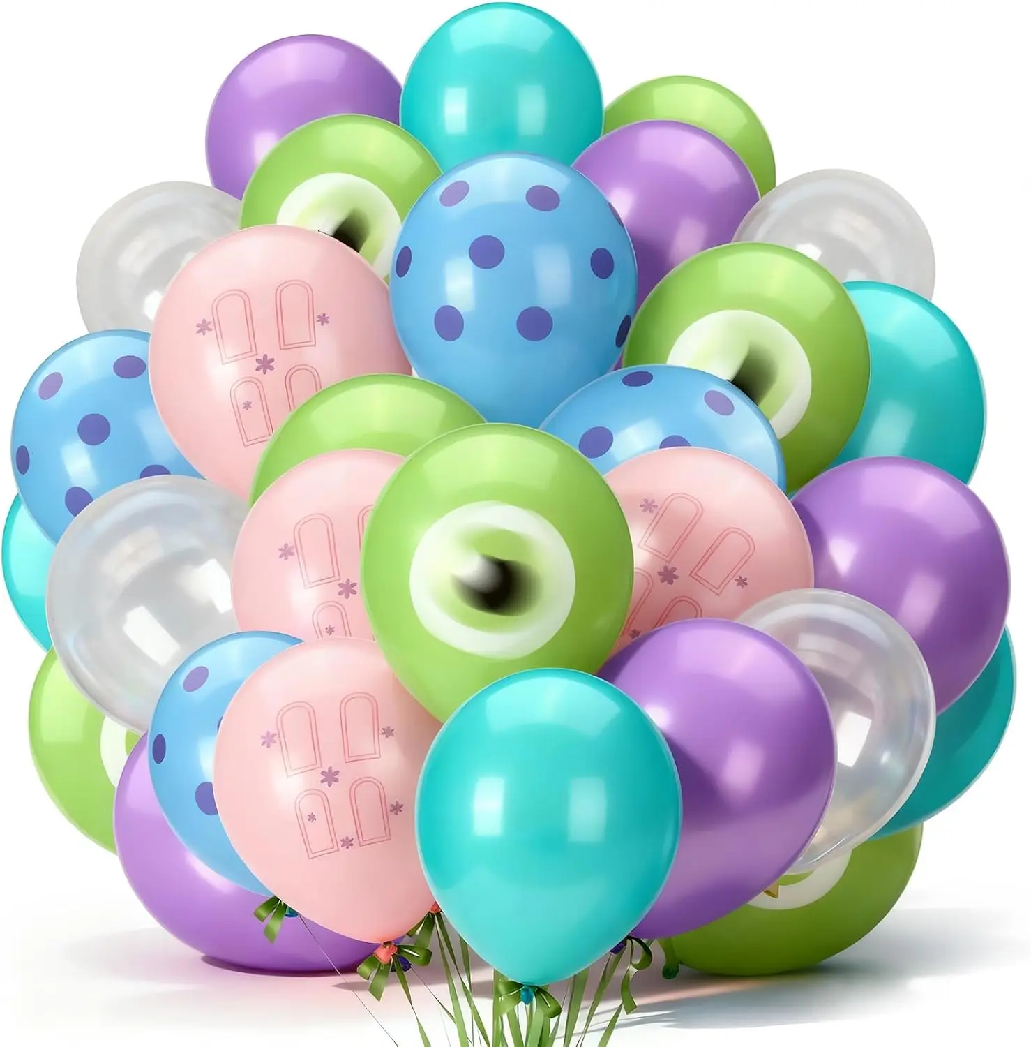 60pcs Cartoon Monster Party Balloons, Birthday Party Decorations