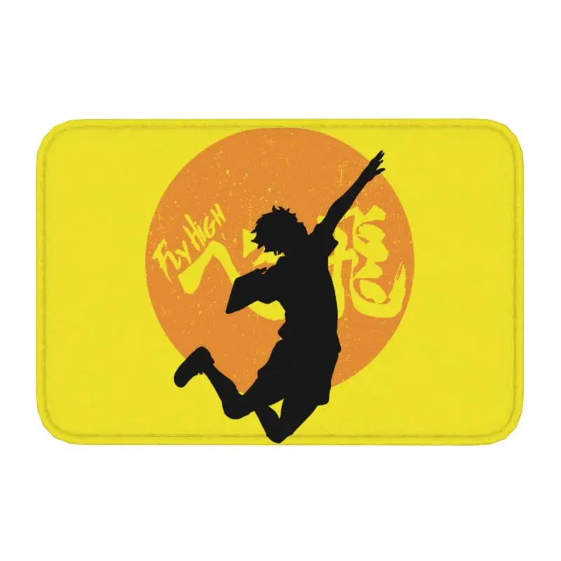 Karasuno Fly High Front Door Mat Anti-Slip Outdoor Quick Dry Haikyuu Hinata Shoyo Doormat Kitchen Bedroom Entrance Rug Carpet