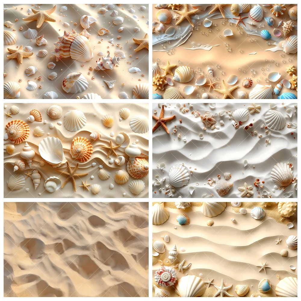 Summer Beach Shell Conch Pearl Sand Photography Background Custom Photo Studio For Kid Birthday Baby Shower Party Decor Backdrop