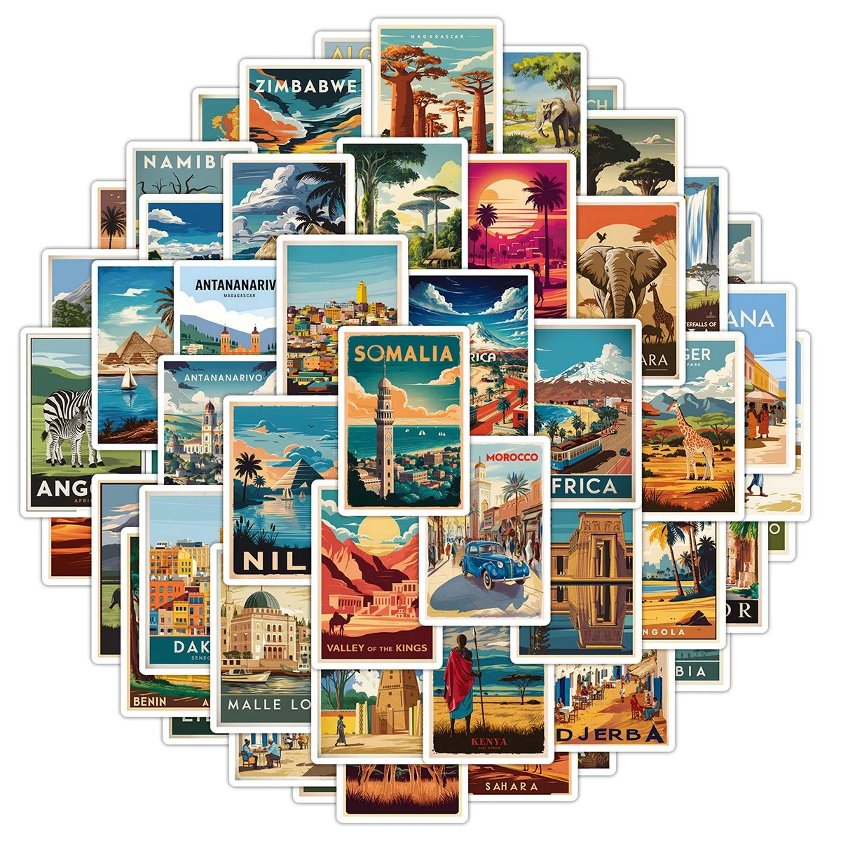 10/30/50PCS Wild Safari African Trip Graffiti Sticker for DIY Suitcase Diary Tumbler Cellphone Ornament Classic Toy Stickers