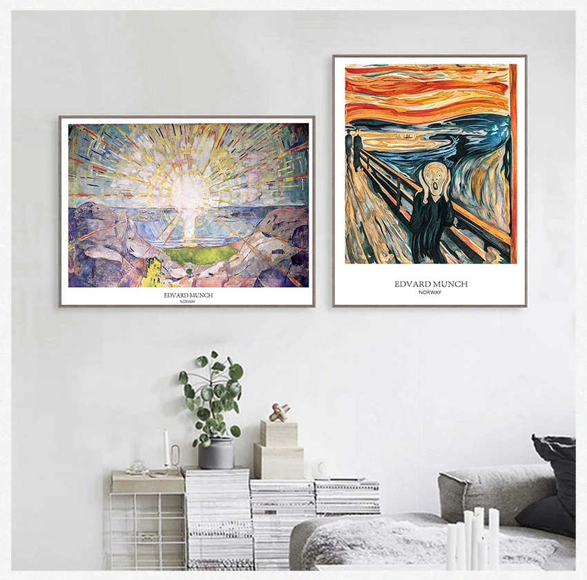 Wall Picture Famous Painting for Living Room Home Decorarion The Scream by Edvard Munch Art Print Poster Canvas