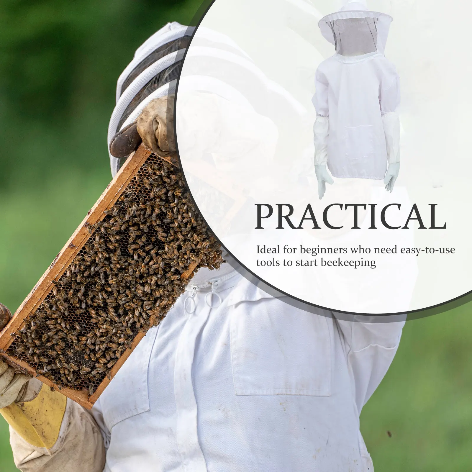 

Beekeeping Suit White Protective Clothes Gloves Polyester Mesh Sides Lightweight Durable Bee Keeper Costumes Adult Safety Work
