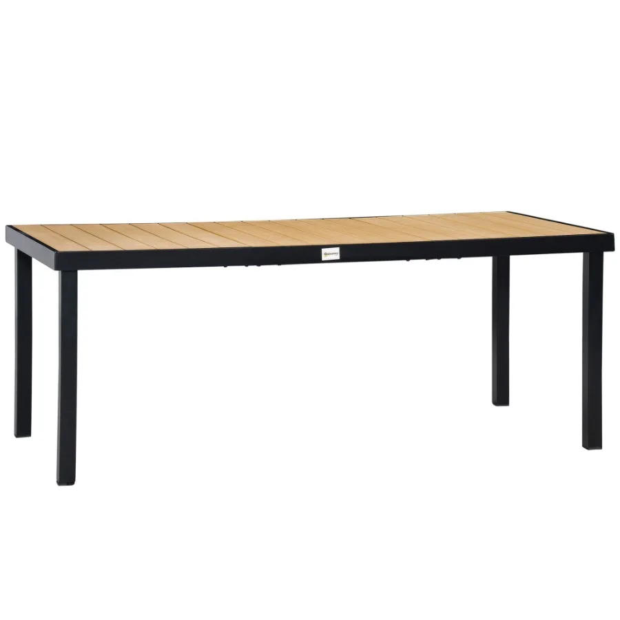 

75 x 35 Outdoor Dining Table for 8 People Rectangular Aluminum Frame Garden Table with AllWeather Faux Wood Top for Garden Law
