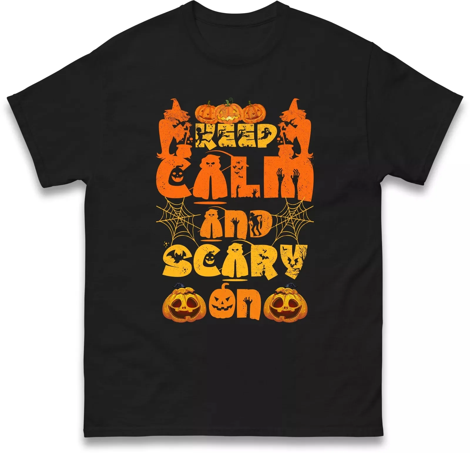 

Keep Calm and Scary On Spooky Halloween Pumpkin T-shirt, Halloween Terrifying Gi