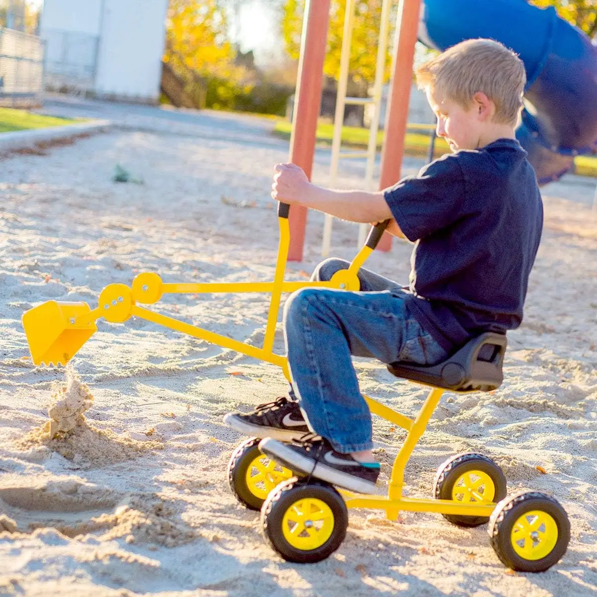 샌드박스 굴착기 장난감, 바퀴가 달린 굴착기, 접이식 놀이터 장비, 구부리지 않음, 핀치 없음, 튼튼한 금속 Ri, 야외 놀이용