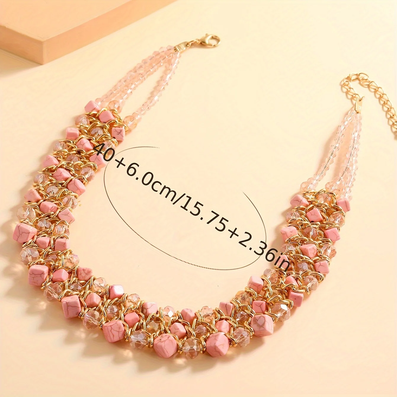Ladies fashion pink necklace, Bohemian style, suitable for everyday festivals for girlfriends and wives