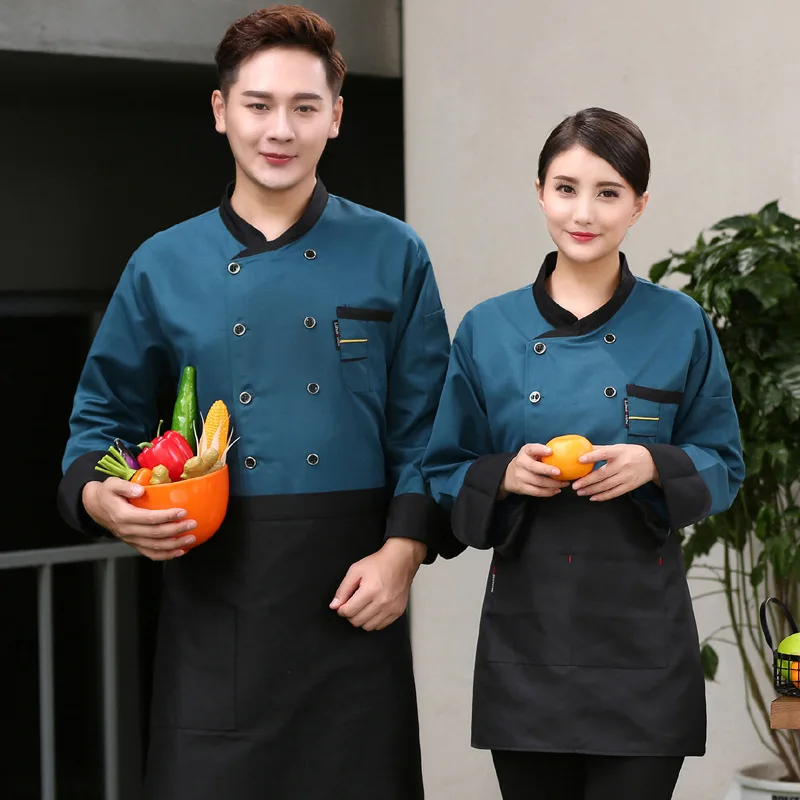 Chef Uniform Arbeit Kleidung Long Sleeve Wasserdicht Herbst und Winter Kleidung Hotel Esszimmer Küche Chef Langarm